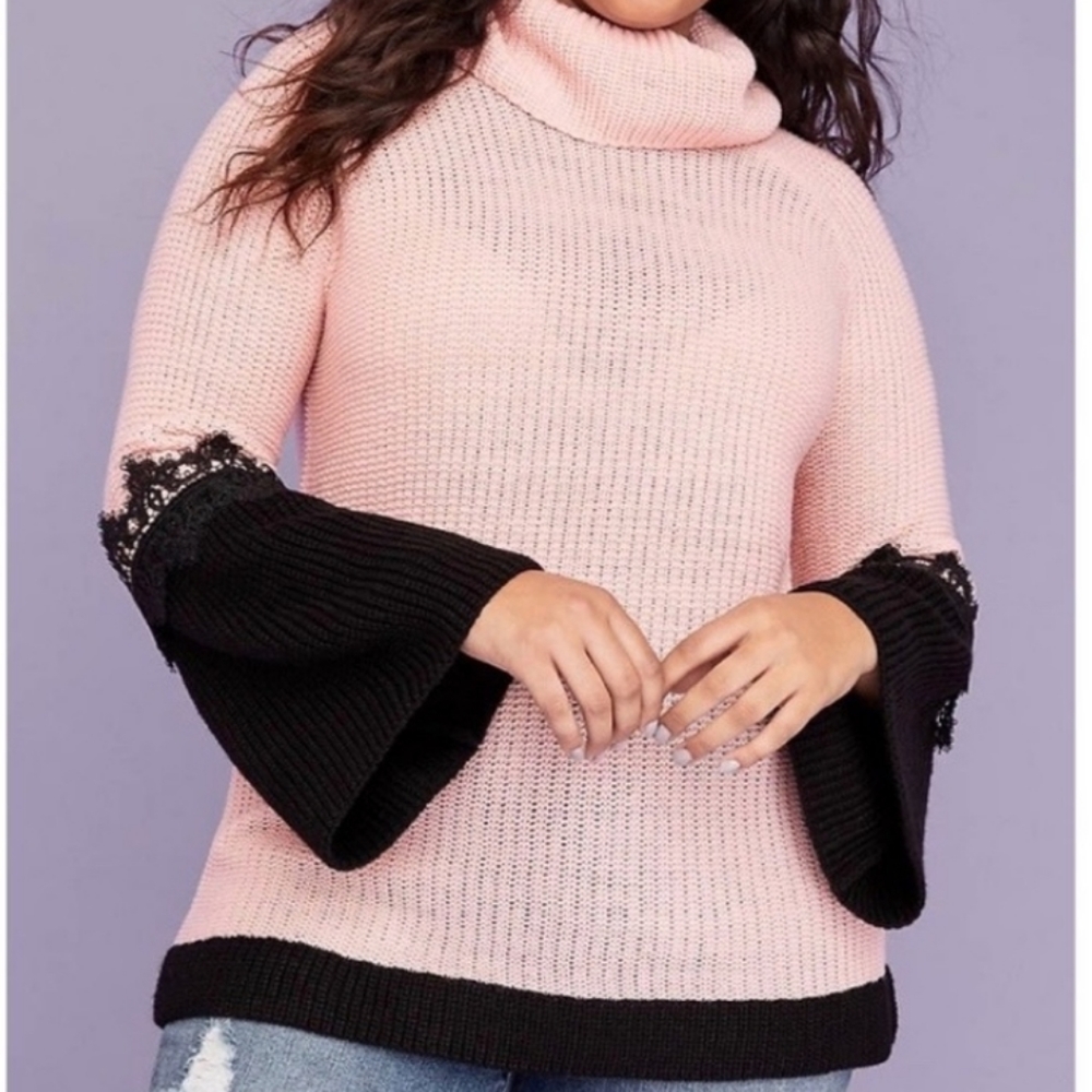 Lane Bryant Cowl Neck Bell Sleeve Knit Sweater